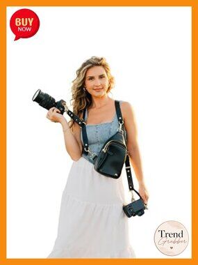 Vegan Leather Camera Harness Double Camera Crossbody Bag